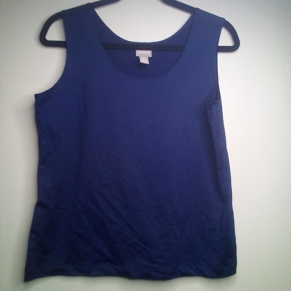 Chico's Sleeveless Shirt Tank Top 2 M Soft Stretchy Blue